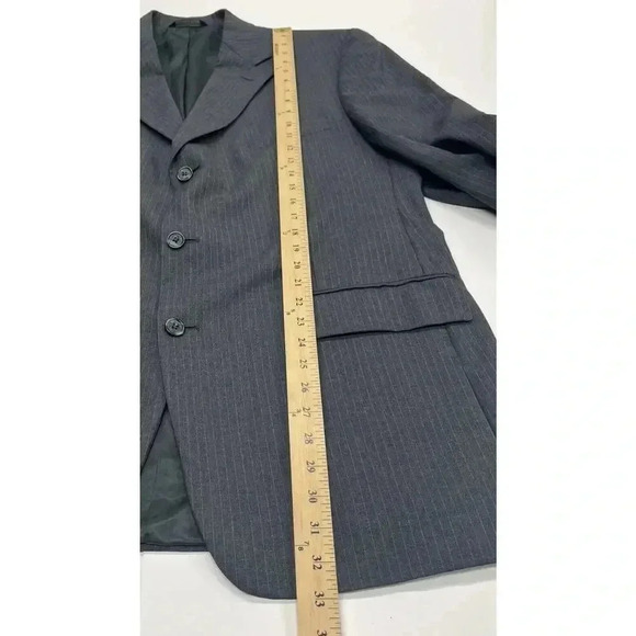 Brooks Brothers 346 Mens Dark Gray Pinstripe Wool Suit Jacket Sport Coat 46R - Picture 9 of 16